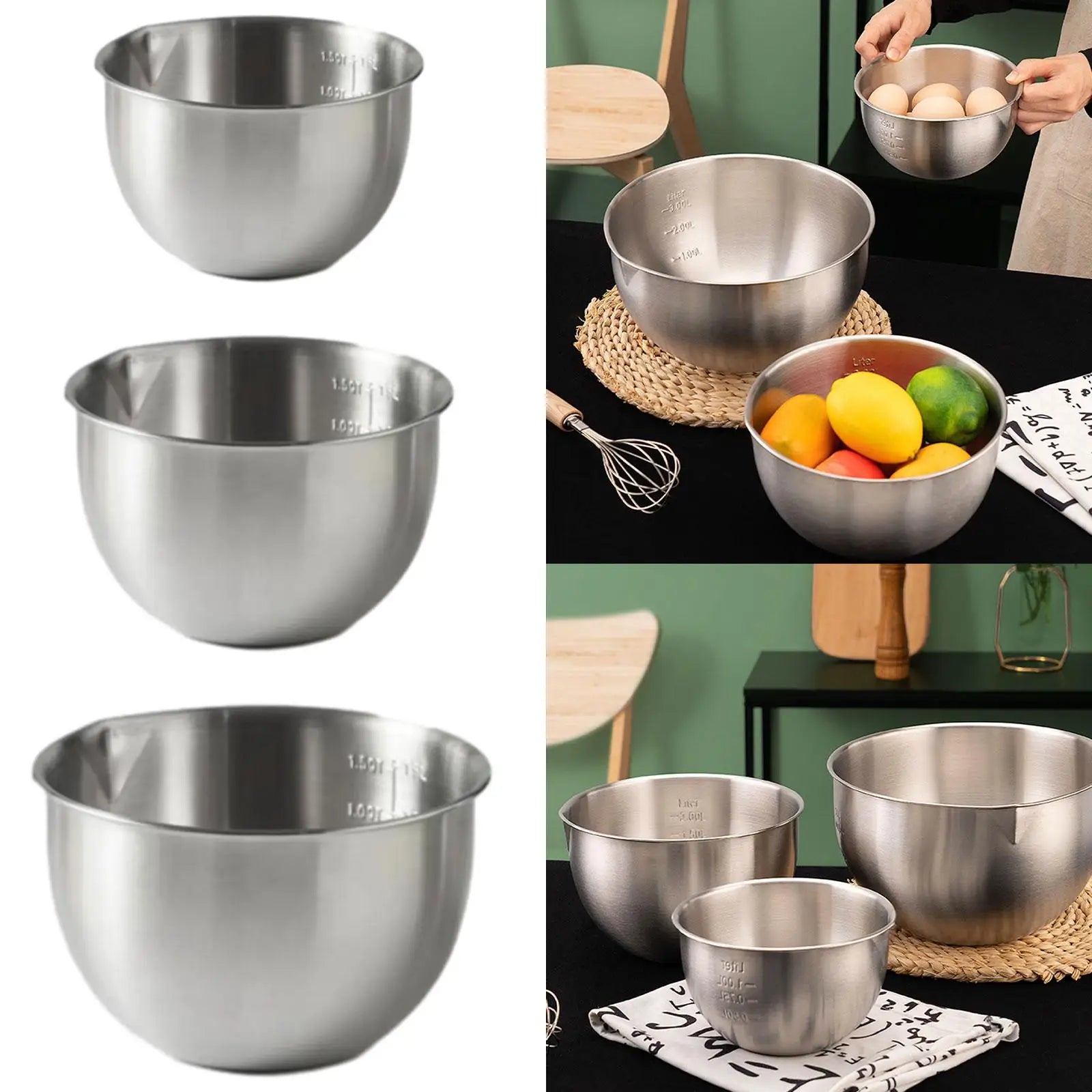 Mixing Bowl Kitchen Utensils Baking Accessory Space Saving Metal Bowl Serving Bowl for Kitchen Cakes Bread Soup Prepping Zpaxo