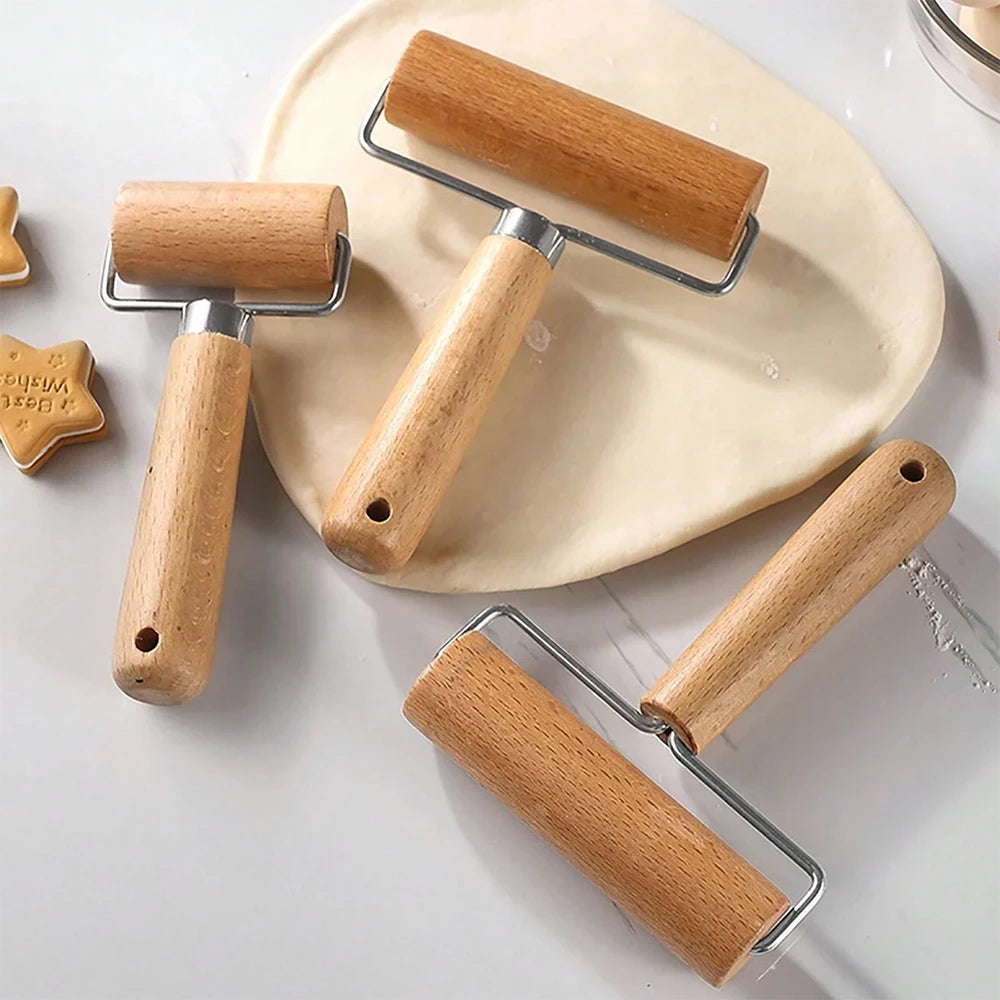 Wood Rolling Pin With Handle for Baking Dough Roller Pastry Pasta Pizza Roller Kitchen Utensils Zpaxo