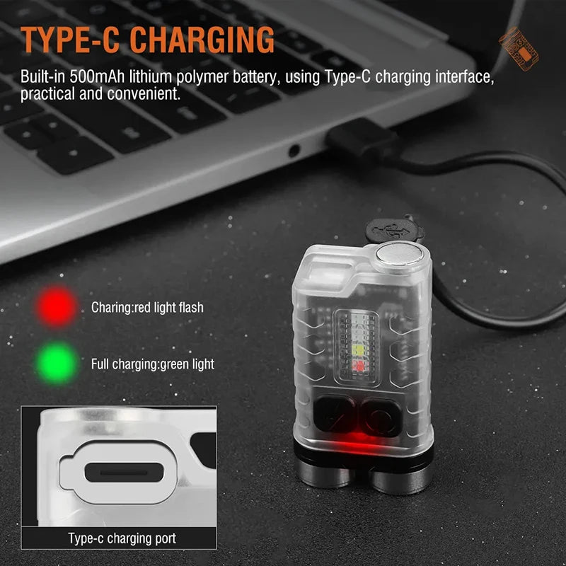KDULIT Mini EDC Keychain Flashlight 900LM USB-C Rechargeable
