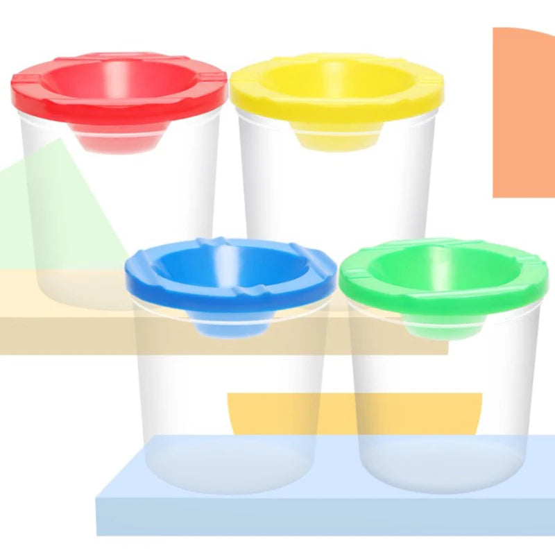 Painted Art Pen Washing Cup Plastic Transparent Multifunctional Pen Washing Bucket Watercolor Paint Painting Pen Washing Cup Zpaxo