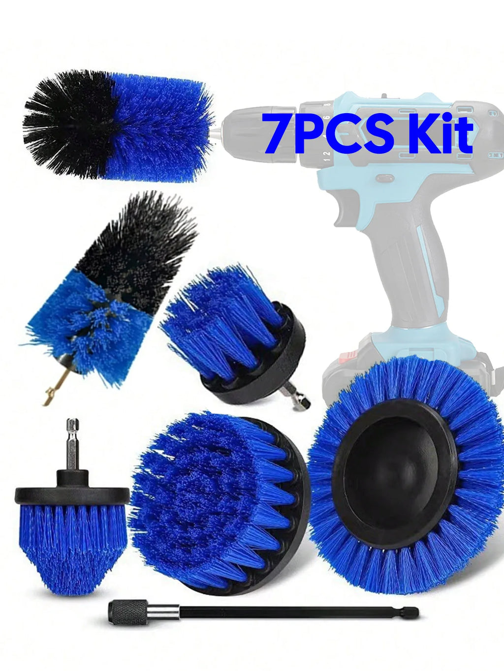 7PCS Car Cleaning Electric Drill Brush Head Set Electric Brush Kitchen Bathroom Cleaning Kits Household Toilet Cleaning Tools Zpaxo