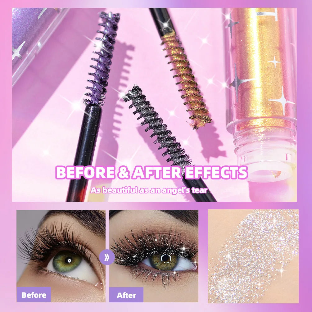 Sliver Gold Purple Glitter Mascara Quick Dry Long Lasting Waterproof Curling Thick Shiny Eyelash Fashional Sexy Diamond Mascara Zpaxo