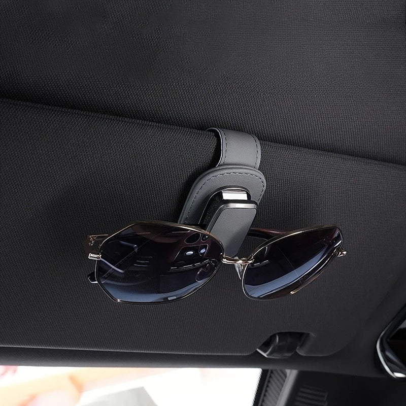 Heavy-duty PU Leather Car Sun Visor Clip Eyeglass Holder Dashboard