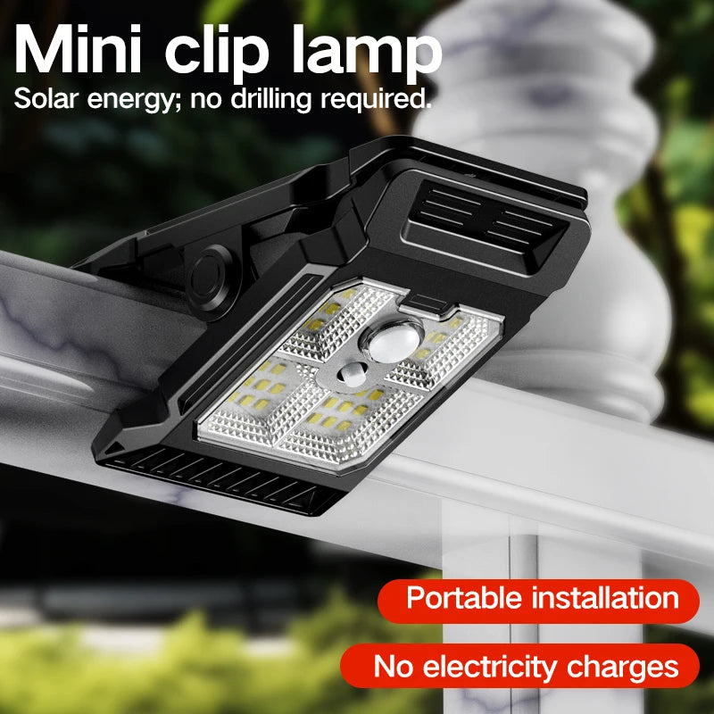 Solar Sensor Motion Light Clip Lawn Waterproof Work 3 Modes Outdoor Zpaxo