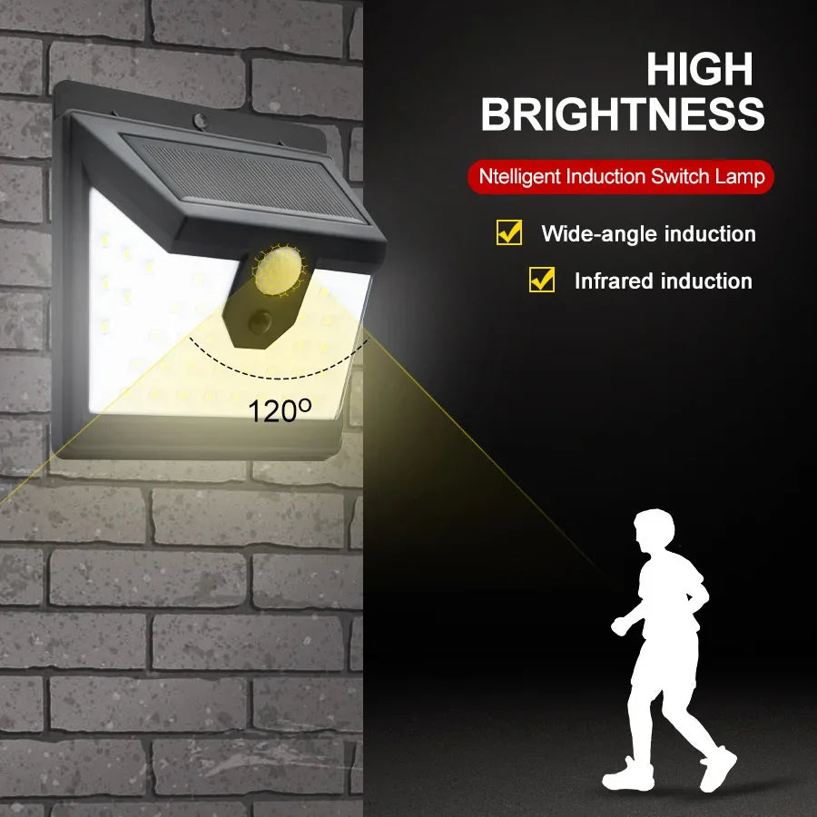 Smart Solar Wall Lights Motion Sensor 3-Mode Security Lighting Zpaxo