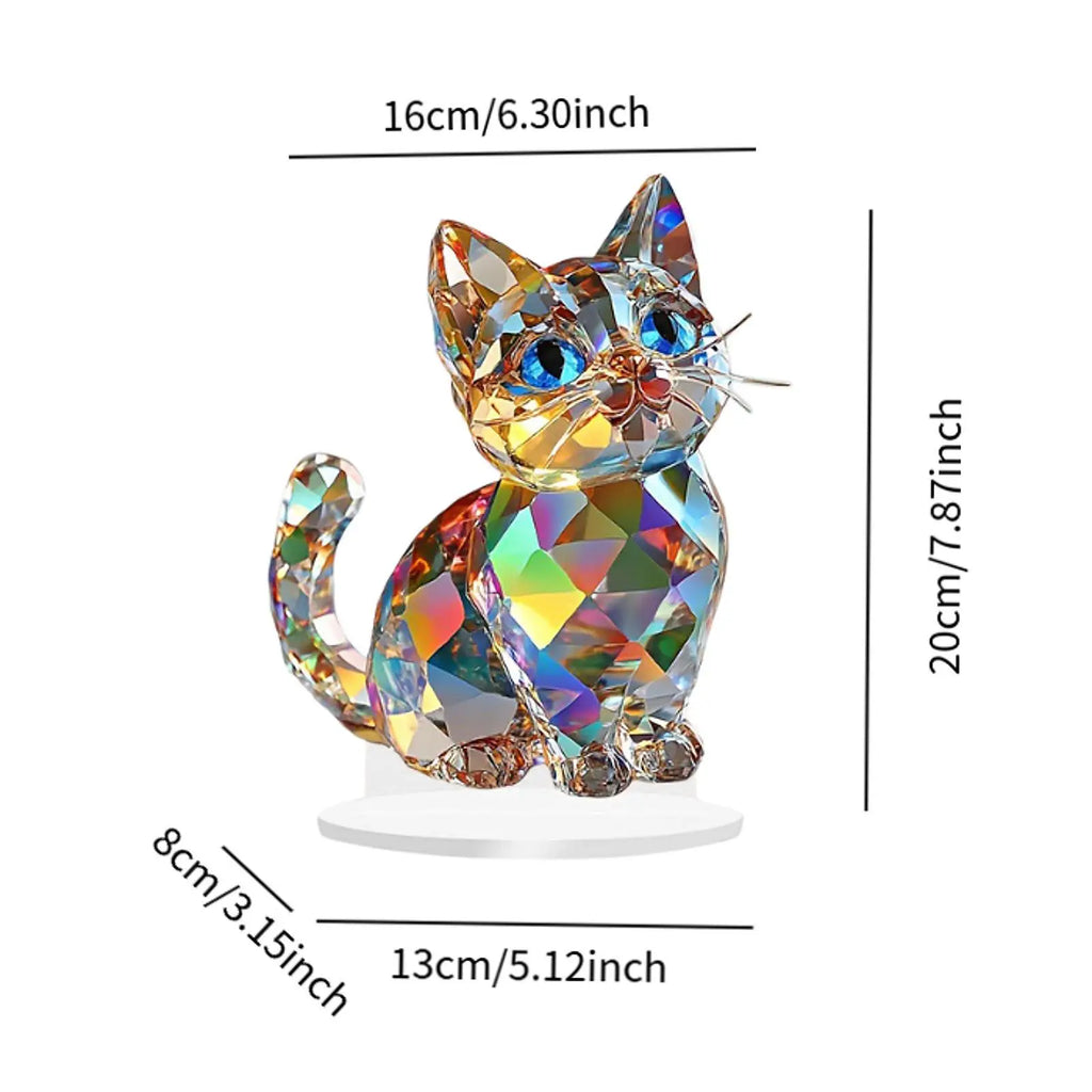 Miniature Acrylic Cat Statue – Modern Kitten Figurine Decor Cat Figurine Decor Zpaxo