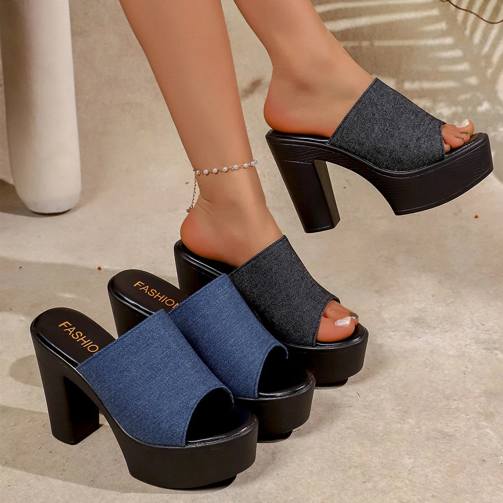 Women Sandals Thick Heel High Heel Sexy Shoes Women Thick Bottom All-match Fashion Sandals and Slippers Women Zapatos De Mujer Zpaxo