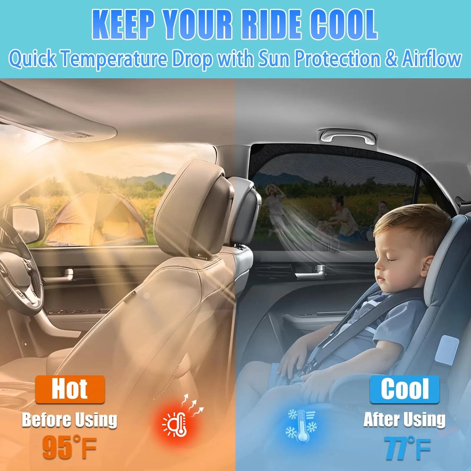 Car Window Mesh Sunshade Heat Insulation Sun Protection Strong