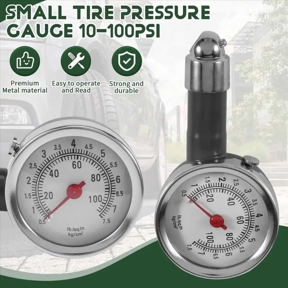 Metal Construction Tire Pressure Gauge High Precision Dual-Scale Dial Air Pressure Meter Mini Dial Mechanical Gauge Zpaxo