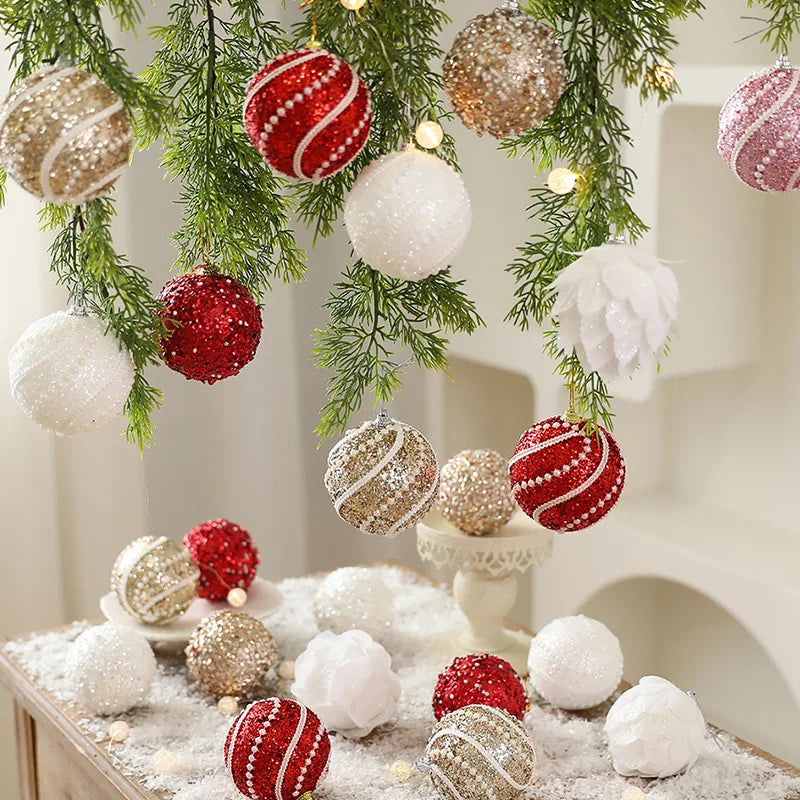 8cm Pearl Foam Christmas Ball Ornaments – 9-Pack Hanging Decor Christmas Ball Ornaments Zpaxo