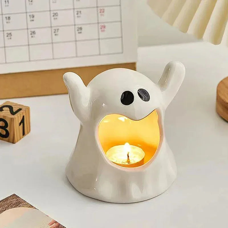 Cute Ghost Candle Holder Small Ornament Ceramic Ashtray Handmade