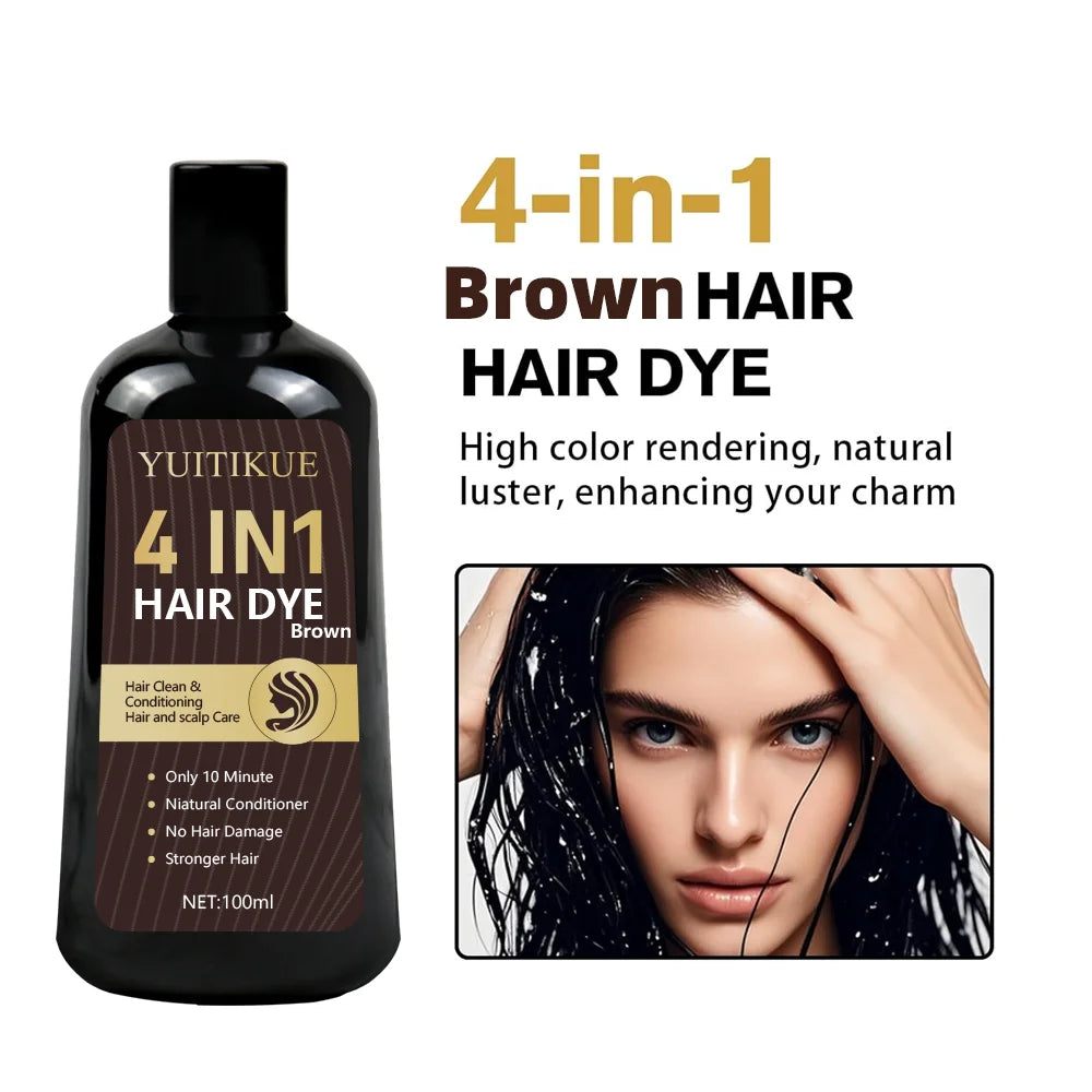 Organic Brown Hair Dye Shampoo – Covers Gray, 100ml | YUITIKUE Hair Dye Shampoo Zpaxo