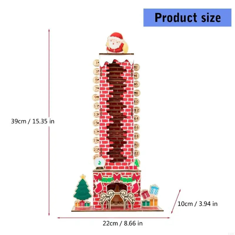 Christmas Countdown Calendar Santa Descending Chimney Design Wooden