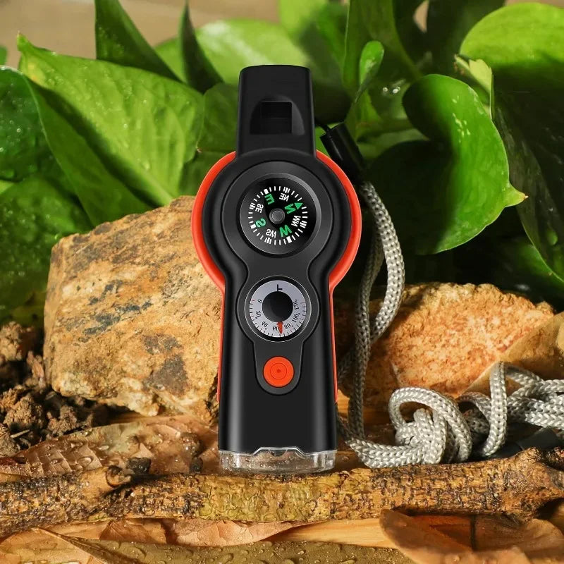 7-in-1 Survival Whistle – Compass, LED Light & Lanyard