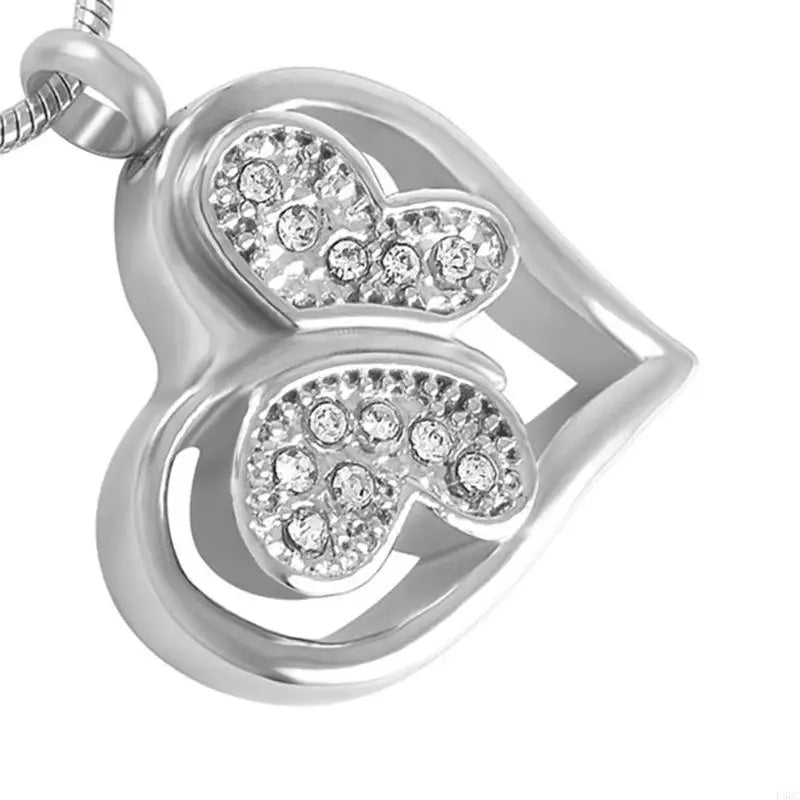 Commemorative Necklace Elegant Rhinestones Carved Heart Charm Ashes