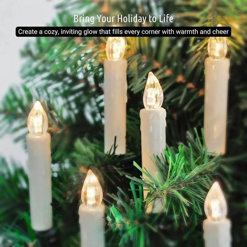 Candle Ornaments Taper LED Home Decor Remote 10 Christmas Tree