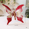 Glitter Fabric Butterfly Christmas Ornament 30×22cm Christmas Ornament Zpaxo Red