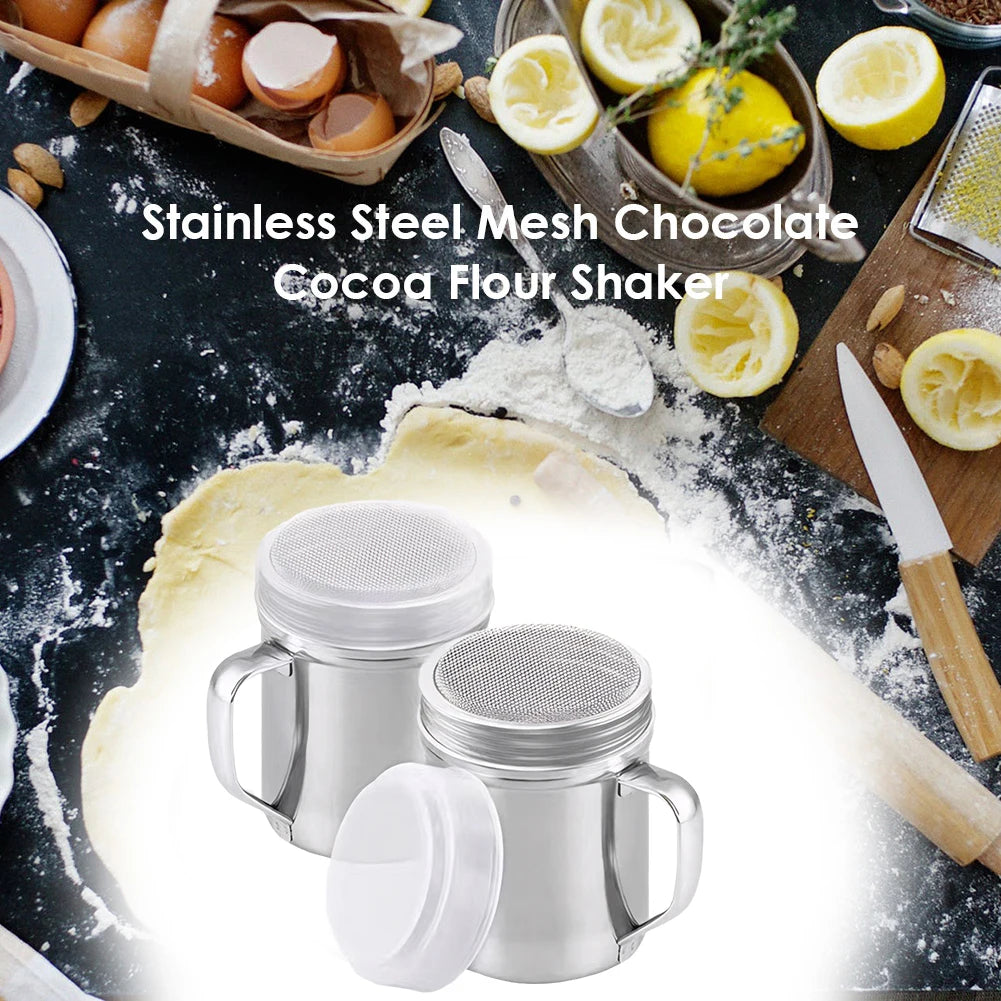 Steel Chocolate Sugar Shaker Cocoa Flour Coffee Sifter Handle