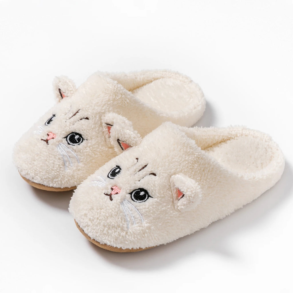 Women's House Slippers Cute Cartoon Plush Non-slip Indoor Bedroom