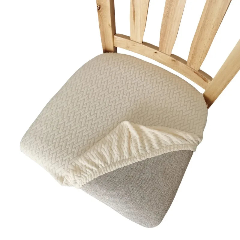 All-season Solid Chair Cushion Cover Thick Elastic Jacquard Slipcover