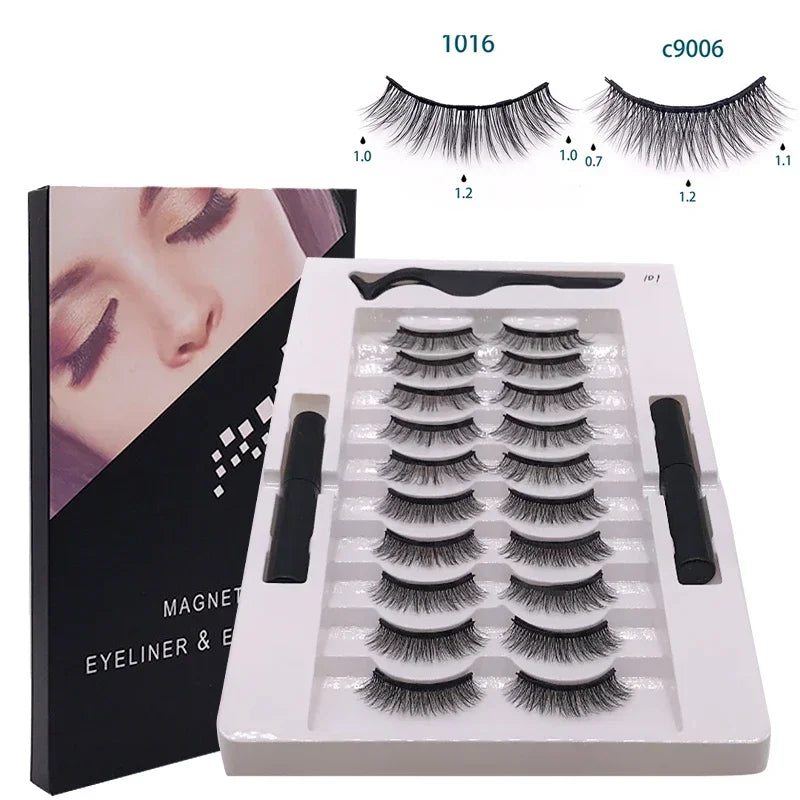 Magnetic Eyelashes Set Full Strip 5/7/10 Pair Natural Cilia False Eyeliner Dramatic Volume Thick Synthetic Eye Lashes Makeup Zpaxo 10Pair Eyelash 101