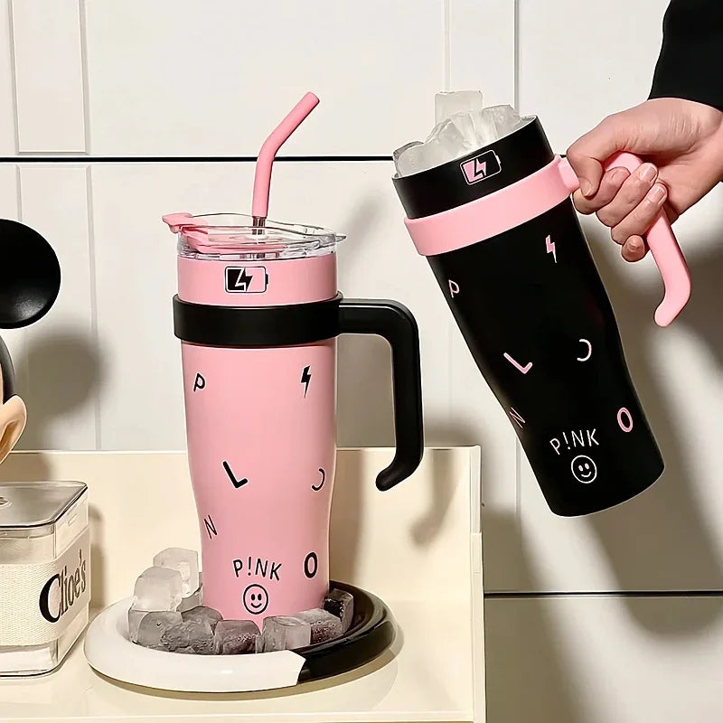Tumbler Handle Straw Lid Vacuum Insulated Water Bottle Cover Silicone