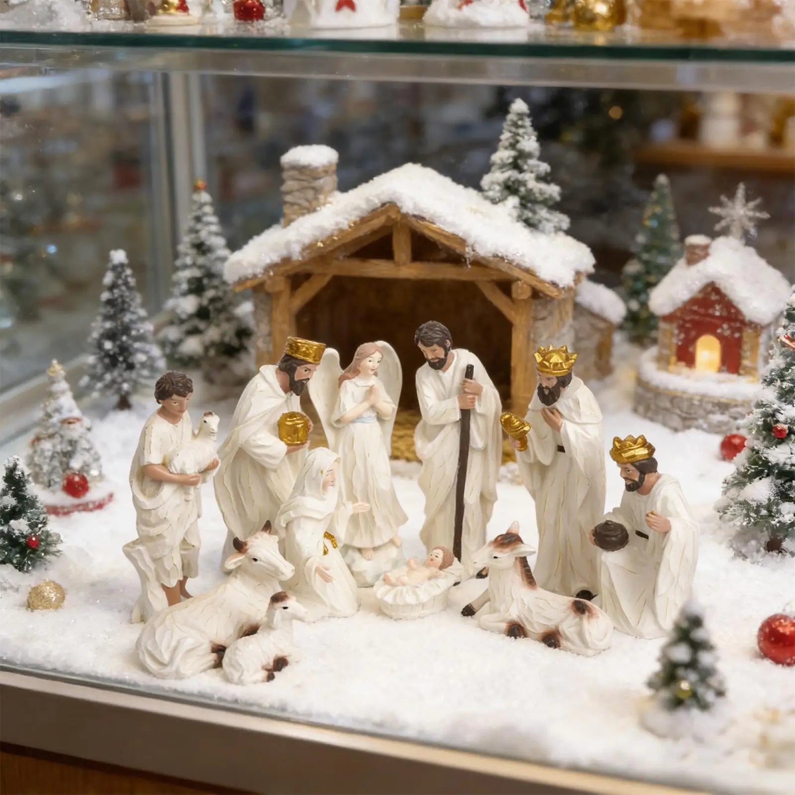Nativity Figurines Resin Christmas Desktop Decoration Tabletop Religious Sculpture for Home Office Living Room Bedroom Fireplace Zpaxo