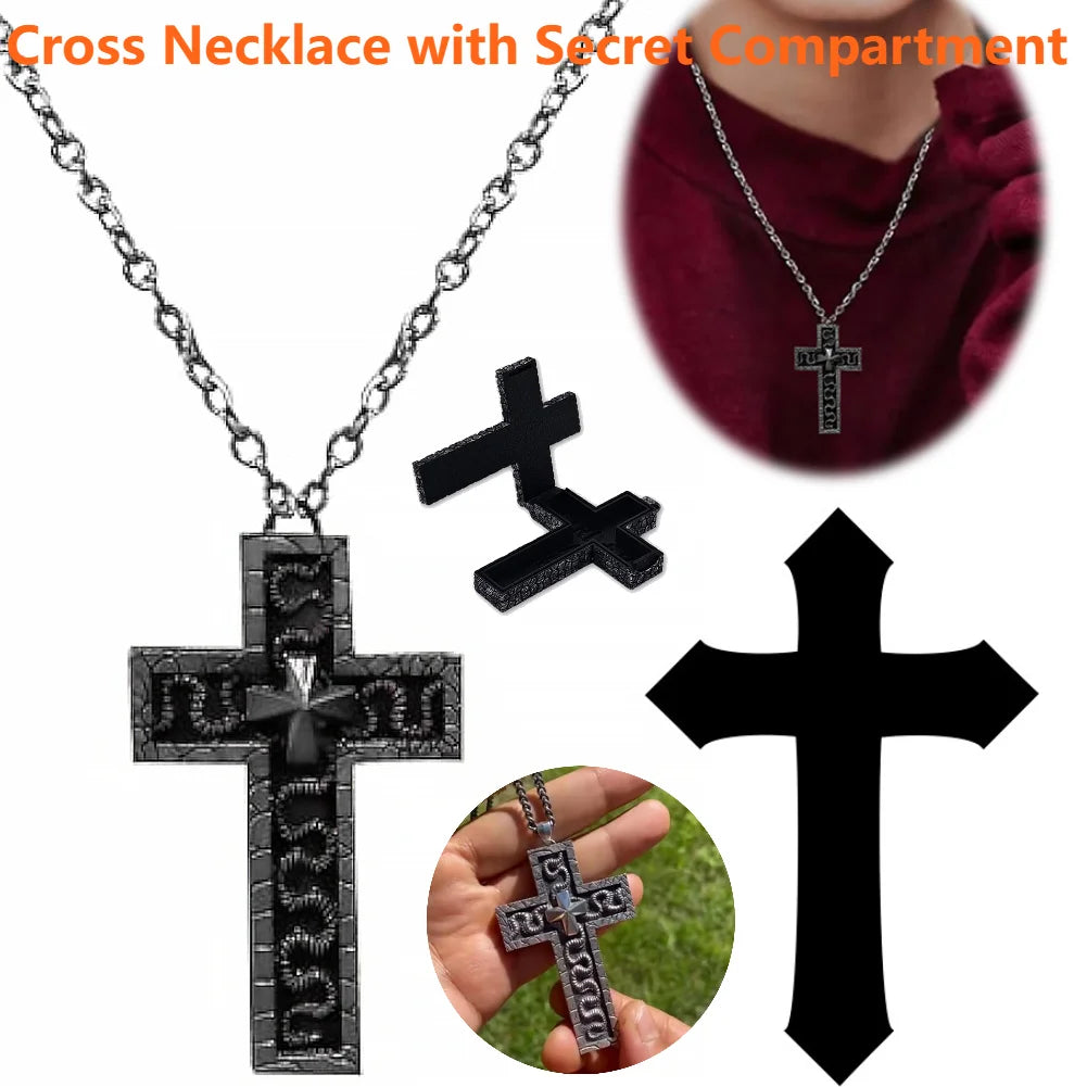 2025 Necklace Cross Shaped Compartmen 3D Metal Charm Pendant Desig