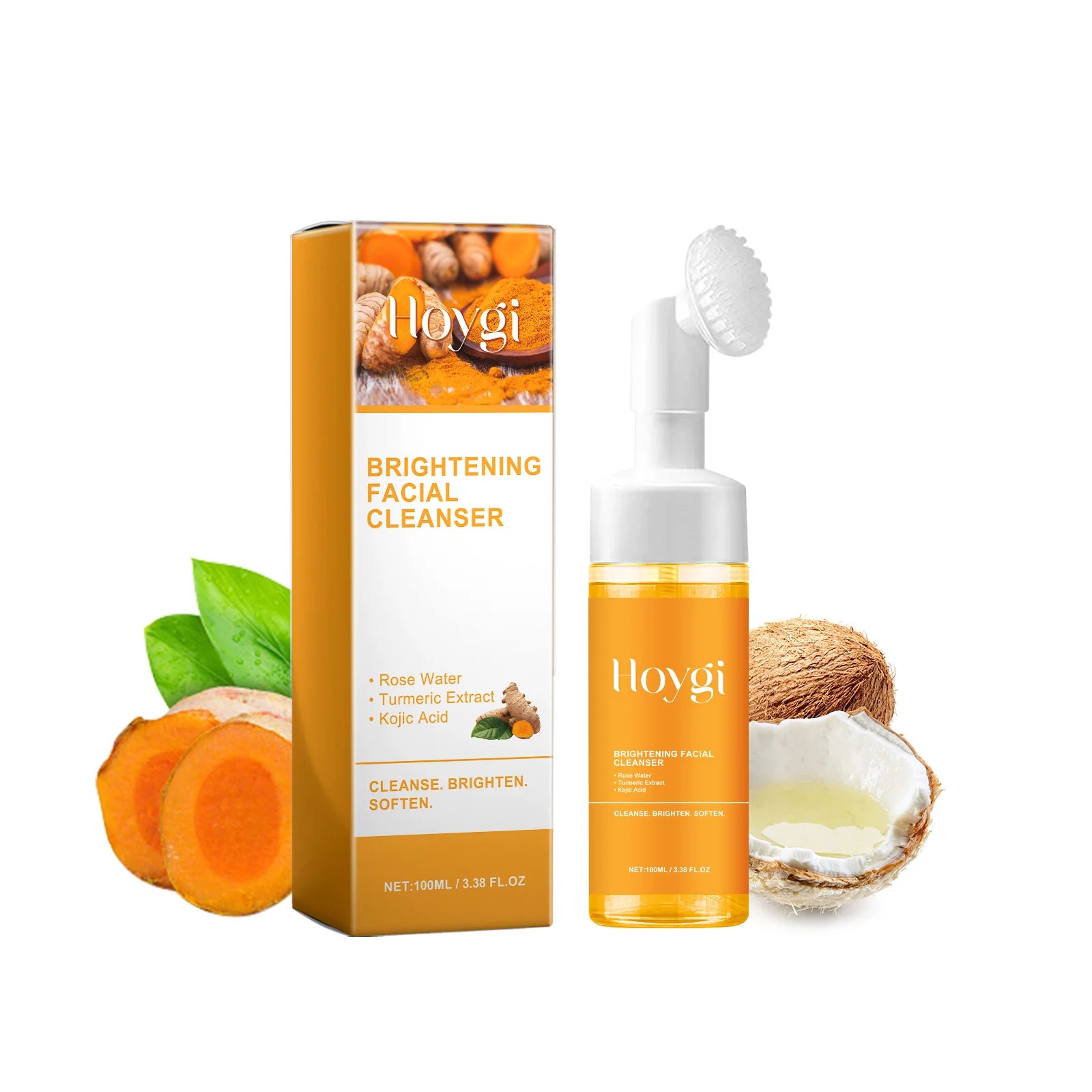 Hoygi Turmeric Cleanser Brightening Antioxidant Soothing Natural Ingredients Gentle Non-Drying Foaming All Skin Types Zpaxo 1PC