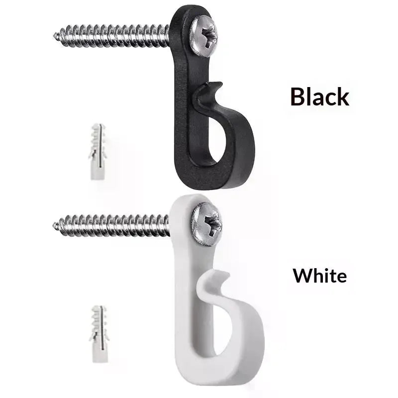 10PCS New With Screw Lights Hook Plastic Black White String Light Hangers Garage Hooks Indoor And Outdoor Zpaxo