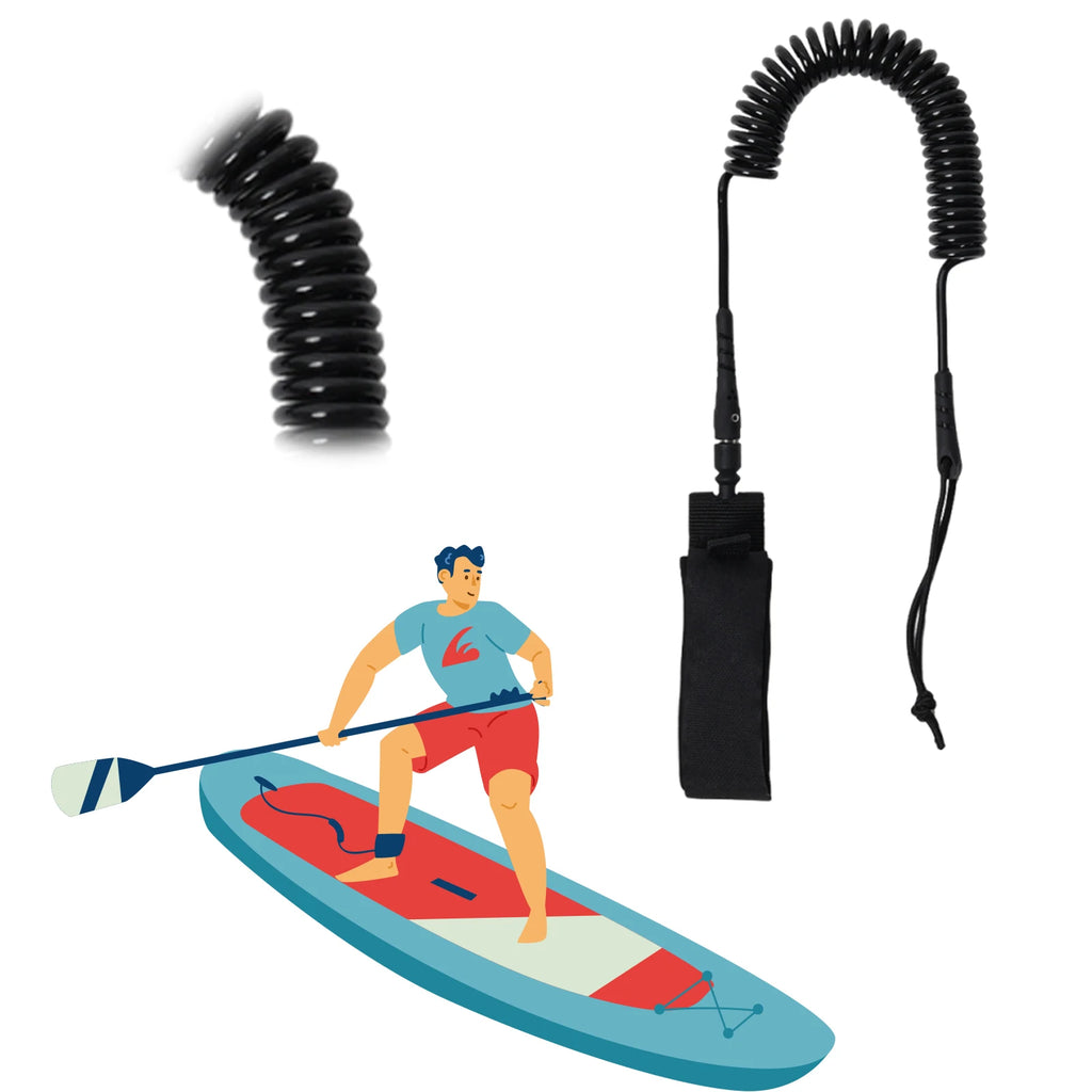 10FT 5.5 MM Surfboard Foot Leash TPU Material Bent Surf Foot Leash 360 Degree Rotating Design for Swivels Inflatable Longboard Zpaxo