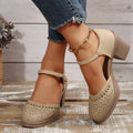 Ankle Strap Heels Sandals Women 2025 Summer Hollow Out Breathable