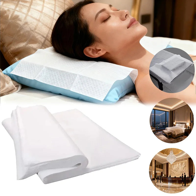 5-Star Hotel Disposable Pillowcase Non-Woven Fabric Luxe Cover Soft Skin-Friendly Breathable Hygienic Elegant Durable Convenien Zpaxo