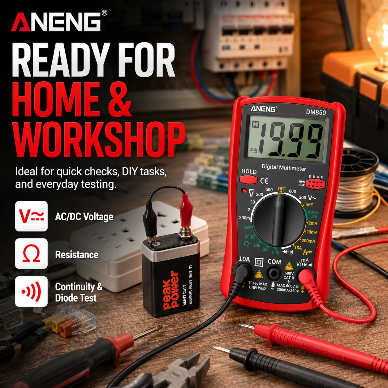 Digital Current Ammeter Detector Counts Auto Aneng Multimeters Tool