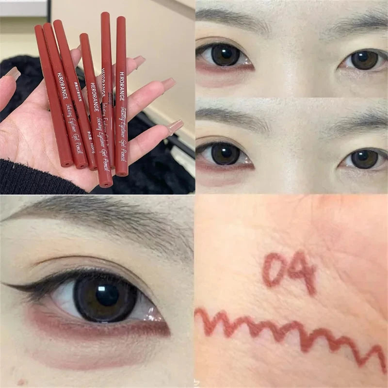 12 Colors Eyeliner Pencil Wine Red Waterproof Lasting Matte Brown Eyeshadow Contour Stick High Pigment Lying Silkworm Eye Makeup Zpaxo