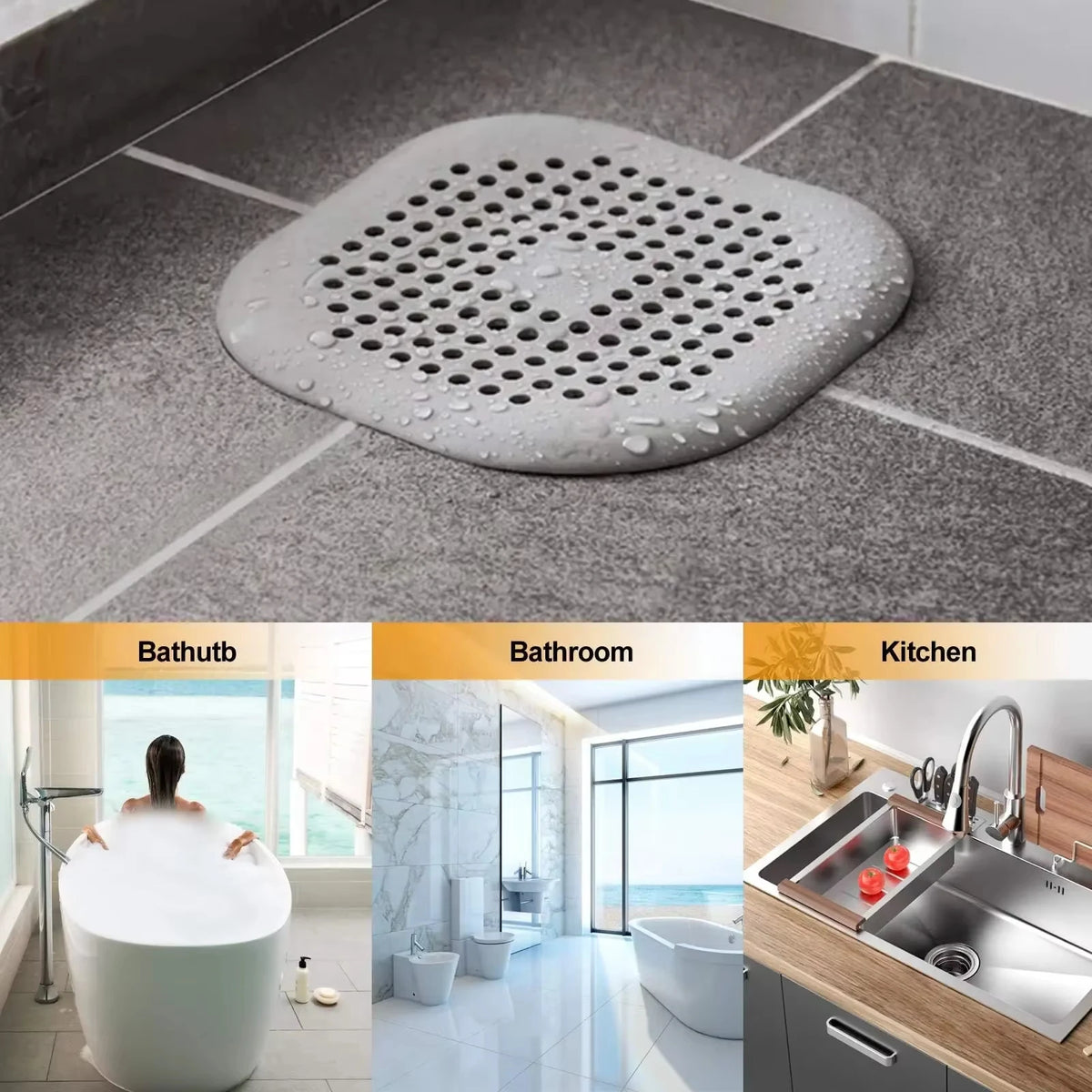 Silicone Shower Drain Hair Catcher Sink Strainer Floor Mat Water Zpaxo