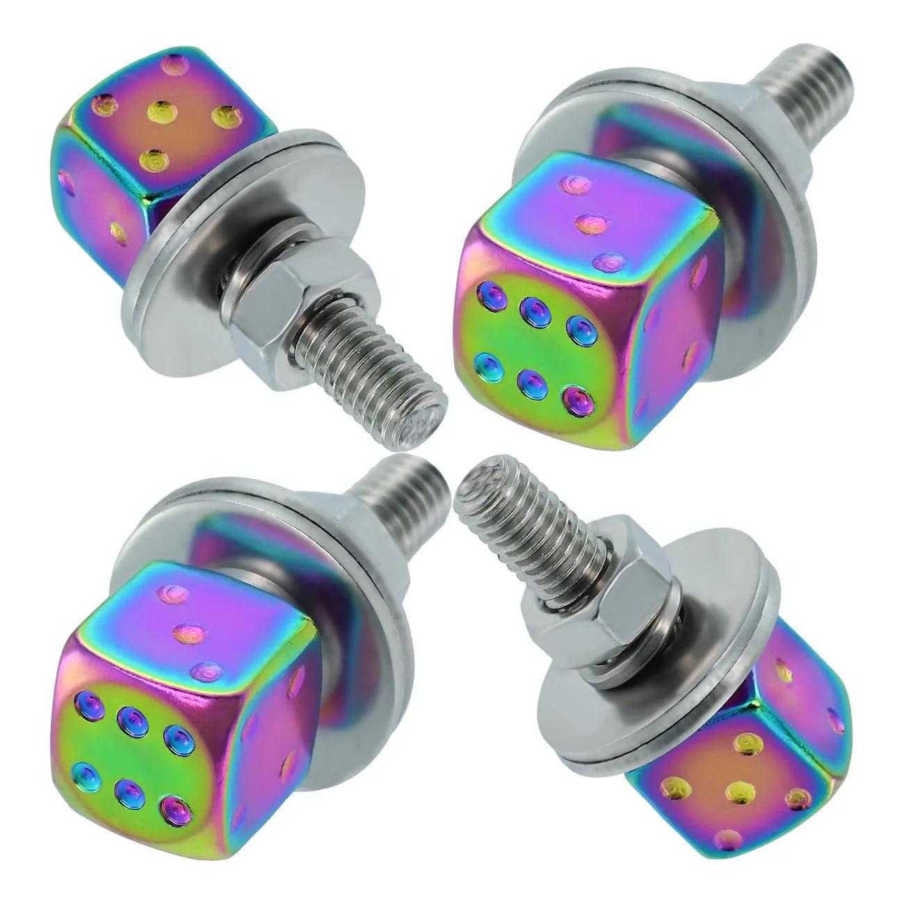Dice License Plate Screws – Stainless Steel & Aluminum Set of 4