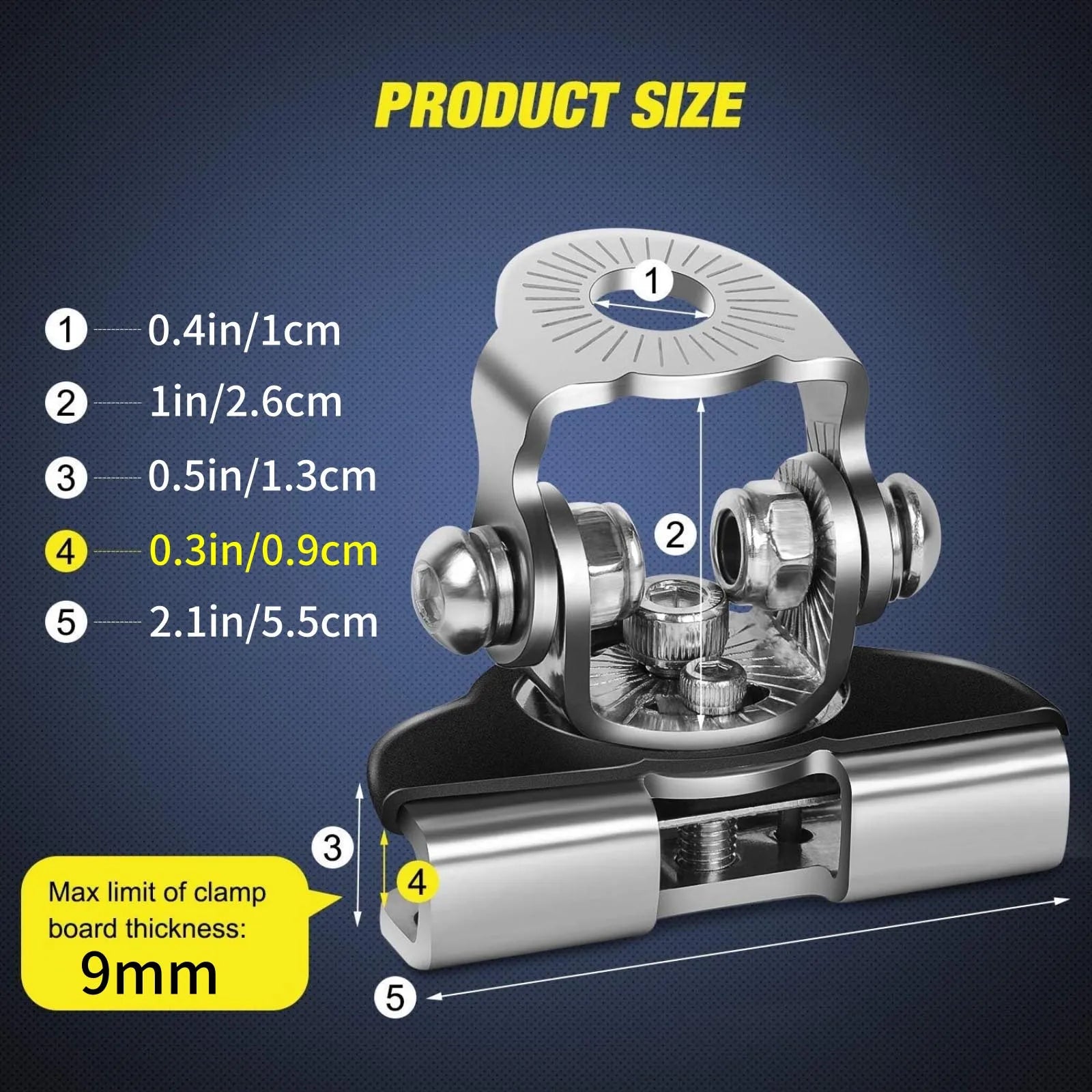 Stainless Steel Pillar Hood Led Work Light Bar Mounting Bracket