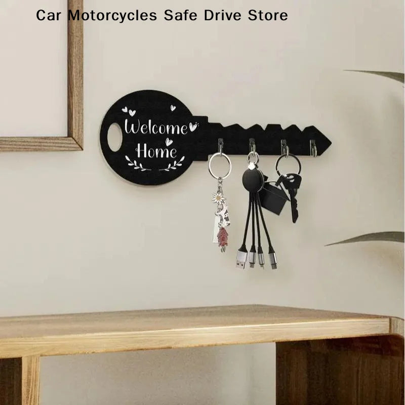 Vintage Country Wooden Key Stand Shelf Hook Easy Install Space-saving
