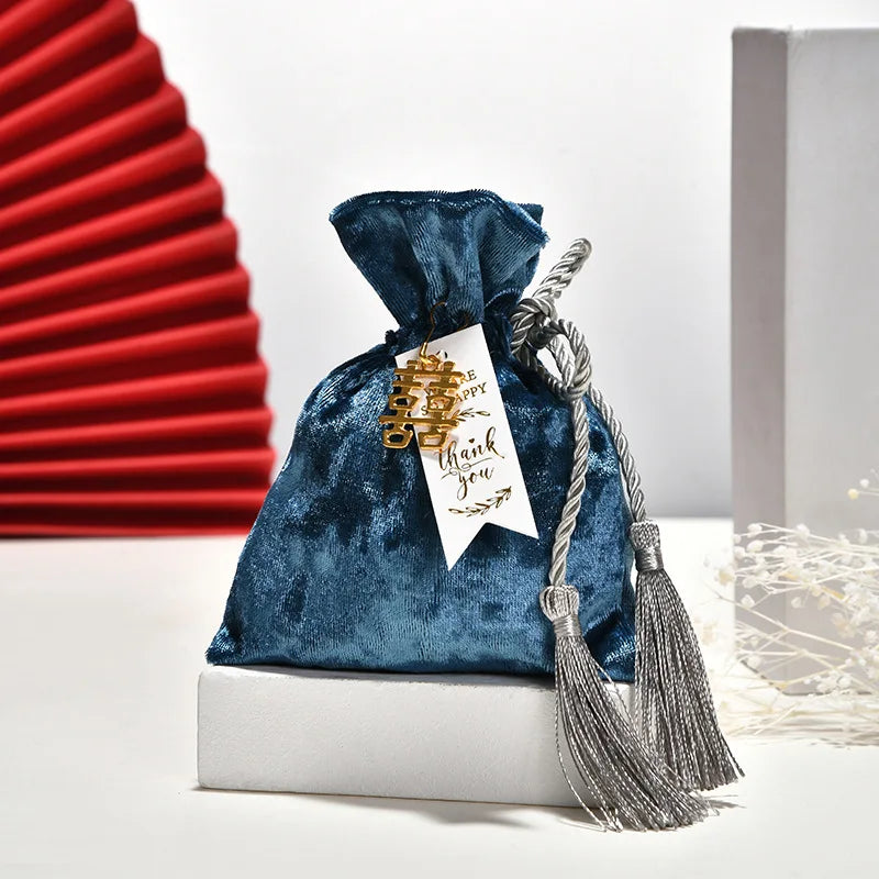 Velvet Drawstring Tassel Gift Bags – Wedding & Party Pouches