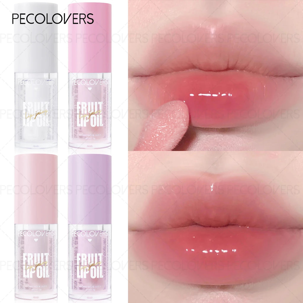 1PC Lip Oil with Big Brush Head Moisturizing Relieves Dry Lip Gloss Strawberry Peach Liquid Lipstick Lip Hydrating Lip Care Zpaxo