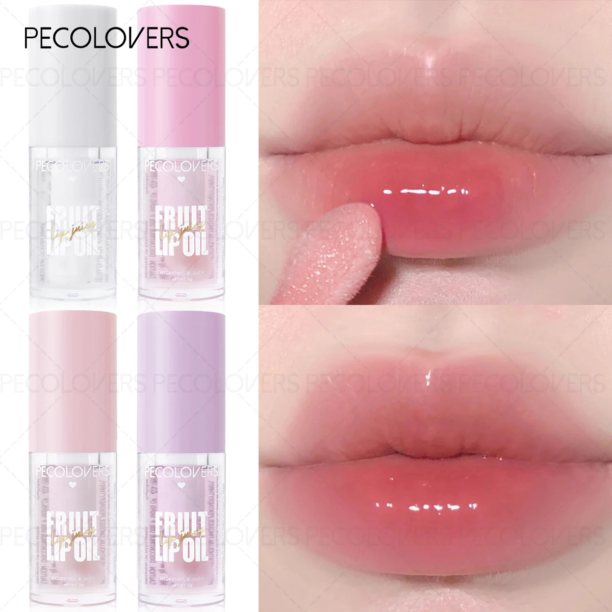 1PC Lip Oil with Big Brush Head Moisturizing Relieves Dry Lip Gloss Strawberry Peach Liquid Lipstick Lip Hydrating Lip Care Zpaxo