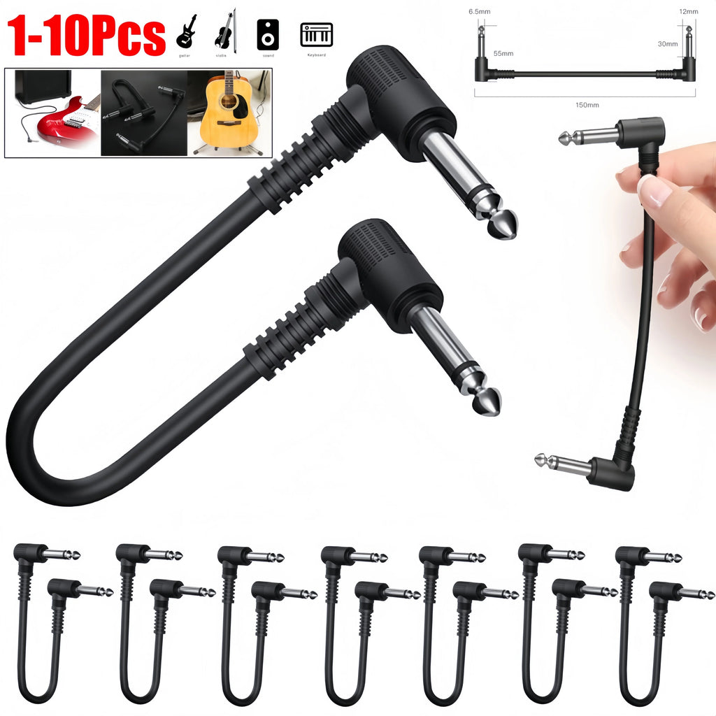 1- Guitar Bass Effect Pedal Patch Cable 1 Right Angle Shielded Low