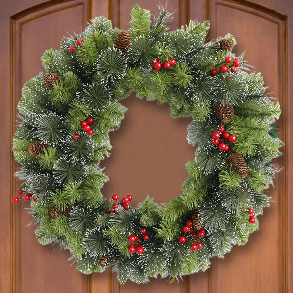 Christmas Hanging Garland Decorative Lighting Simulation Wreath Festival Theme Multifunctional Party New Year Decor Props Zpaxo