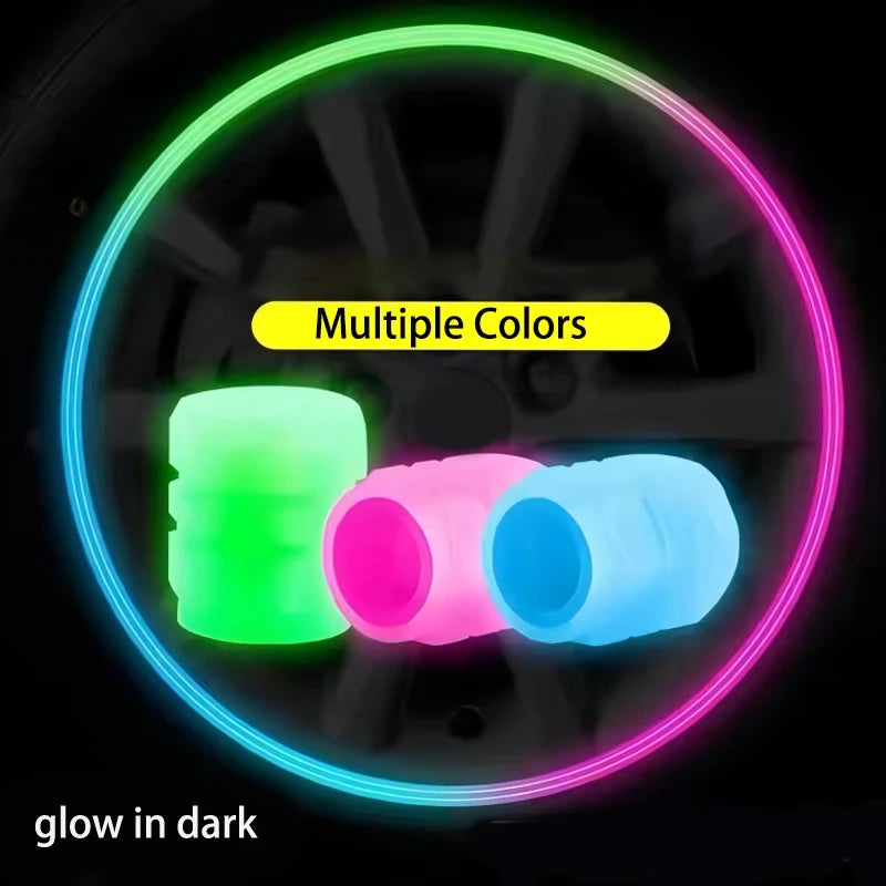 5pcs Luminous Valve Cap Car/Motorcycle/Bike Tire Screw Cap Protective Cap Valve Port Cars Tire decoration Parts Glow In Dark Zpaxo