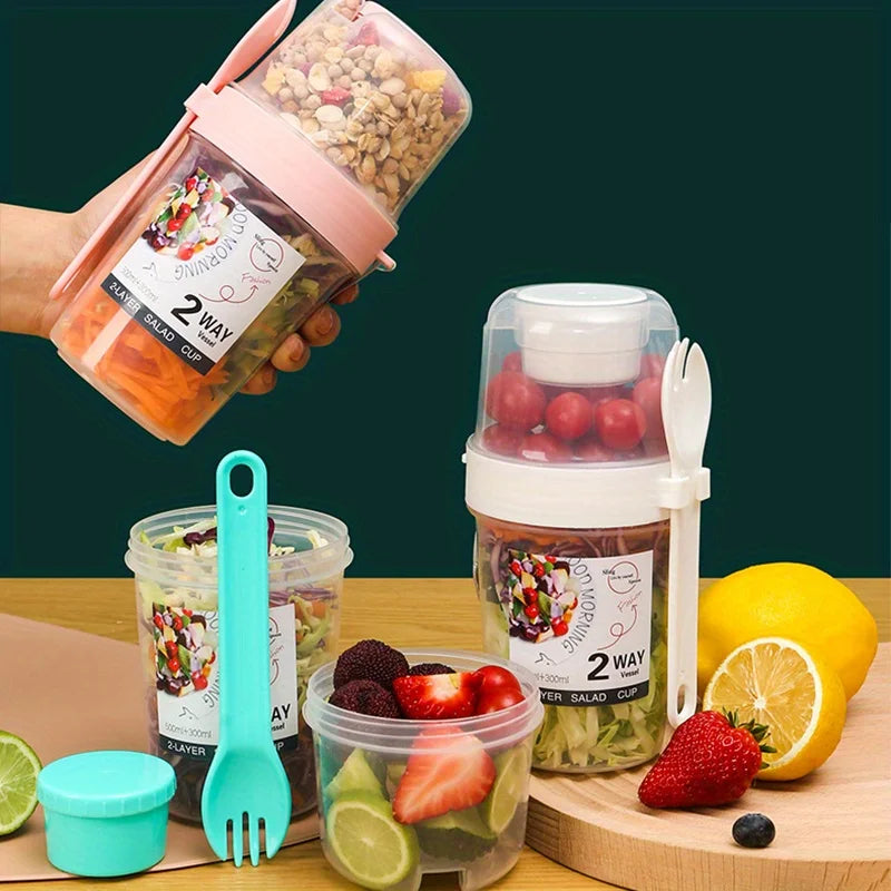 Portable Parfait Cups with Lid & Fork – Yogurt, Salad & Oatmeal Portable Food Containers Zpaxo