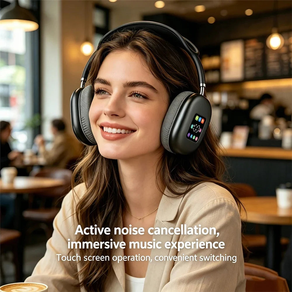KEBIDUMEI Bluetooth 5 3 Headphones LCD Screen Noise Cancellation