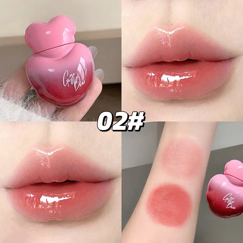 Love Heart Mirror Water Light Lip Gloss Long-lasting Shimmer Moisturizing Smooth Lip Glaze Easy To Color Non-stick Lip Makeup Zpaxo 02