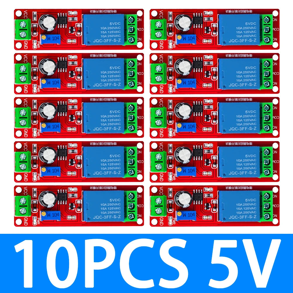 NE555 Timer Delay Relay Module - Adjustable 0~10S Time Delay, DC 5V/12V Compatible, Precision Timing Control relay shield 0~10S Zpaxo 10PCS 5V