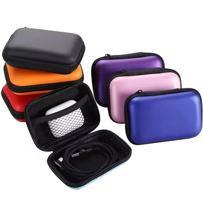 Portable PU Zipper Bag Hard Drive Protective Box HDD SSD USB Cable